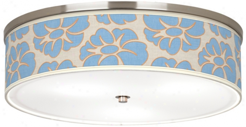 Floral Blue Silhouette 20 1/4" iWde Cfl Nickel Ceiling Light (j9213-t5805)