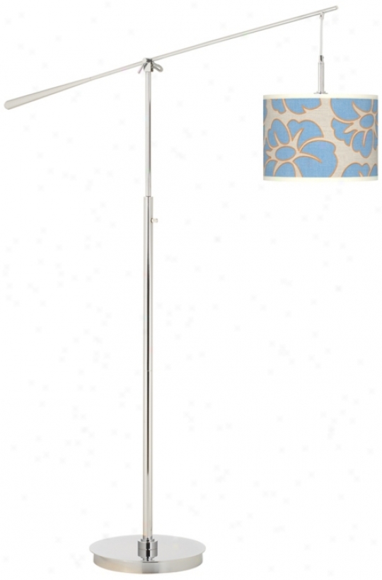 Floral Blue Silhouette Giclee Boom Arm Floor Lamp (n0749-t5831)