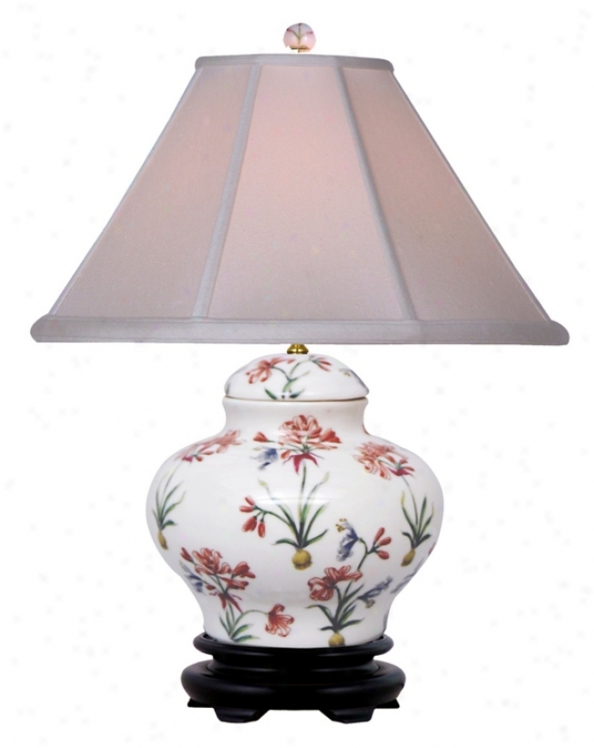 Floral Pattern China Jar Table Lamp (j4933)