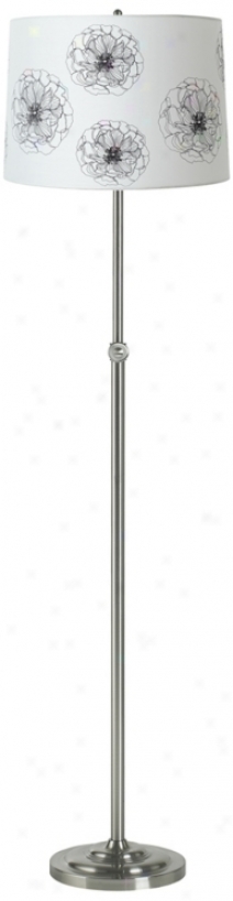 Flower Graphic Brushed Steel Adjustable Floor Lamp (98114-u1437)