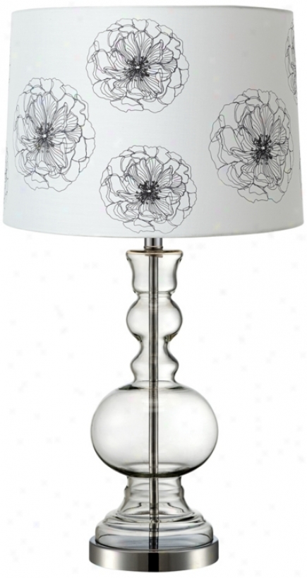 Flower Graphic Clear Glass Vase Table Lamp (v2846-u1437)