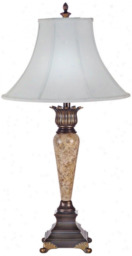 Fossil Marble Bronze Finish Traditional Table Lamp (j6551)