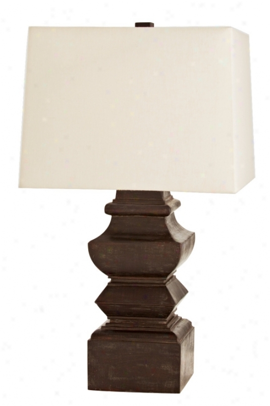 Foster Dark Walnut Carved Wood Table Lamp (m6062)