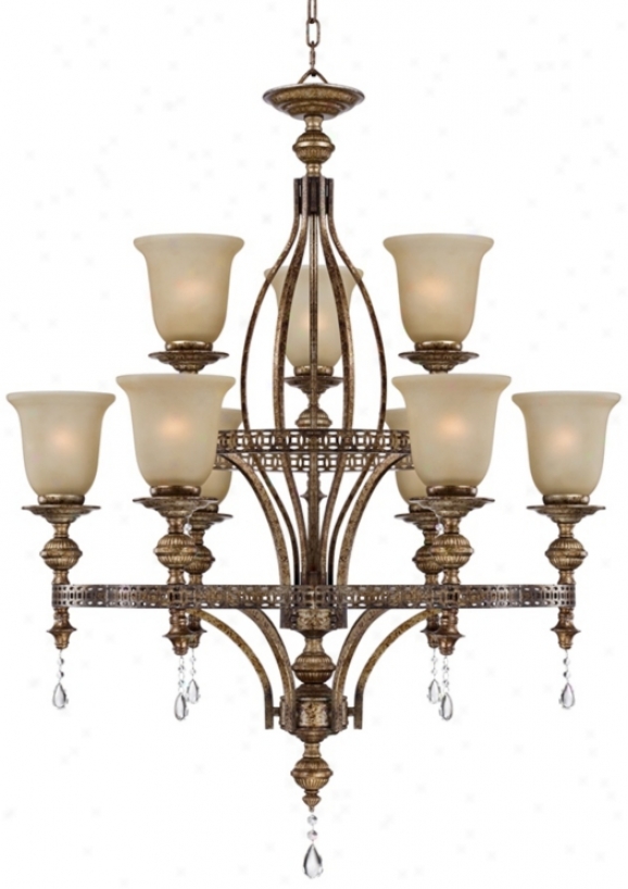 Franklin Iron Works Abbey 9-light Amber Crystal Chandelier (v8558)