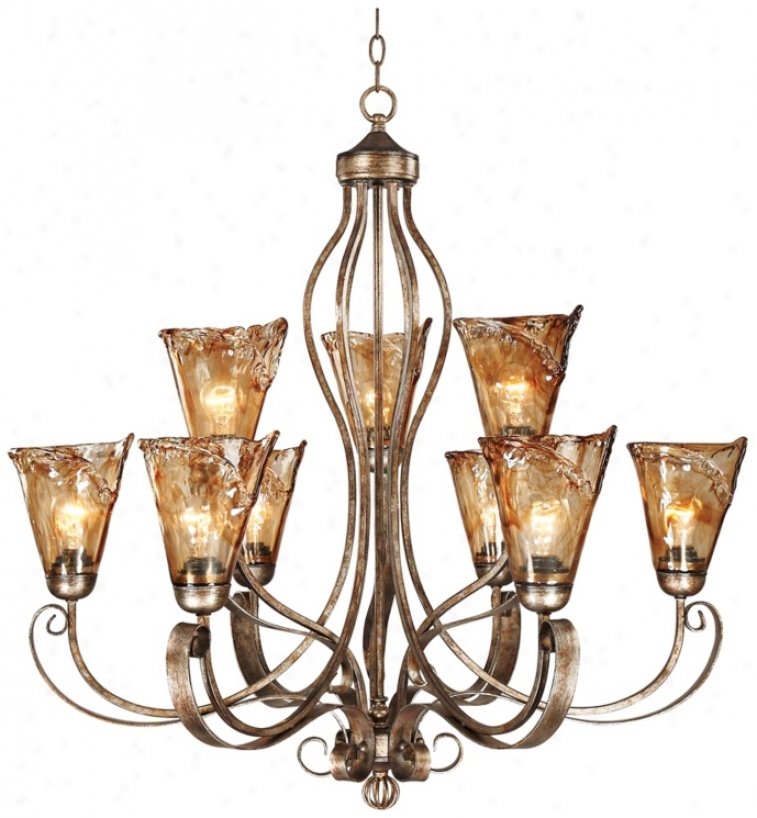 Franklin Iron Works Amber Scroll 35 1/2" Wide Chandelier (66491)