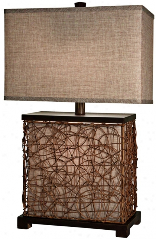 Freeport Wood-rattan With Nightlight 30 1/2" High Stand  Lamp (u0083)