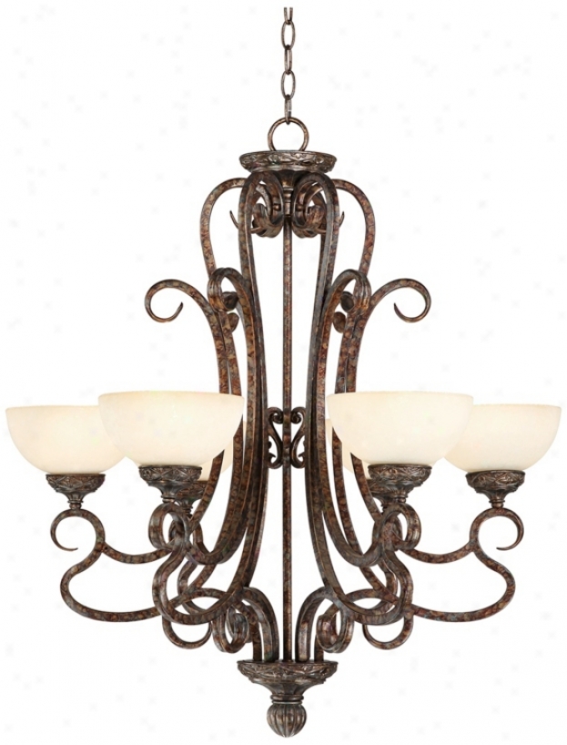 French Bronze Scroll 28 1/2" Wide Chandelier (k6050)