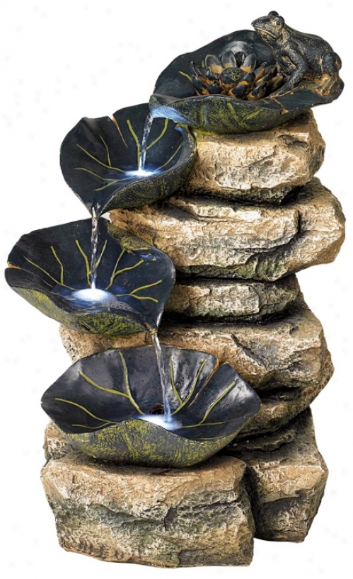 Frog And Four Lily Pad Led Lighted Fountai (45988)