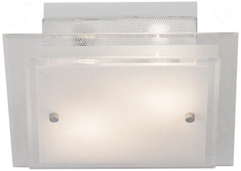 Frosted Glass And Chrome Square Flushmount Ceiling Ligut (r3761)