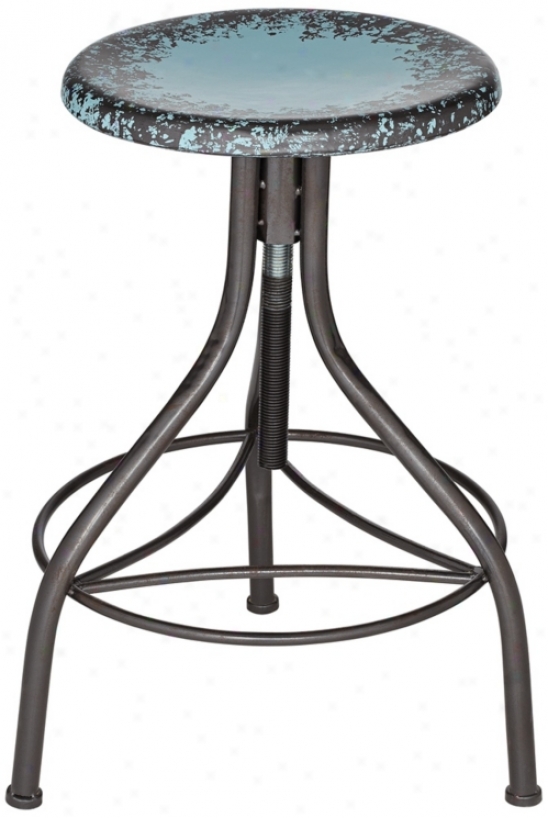 Gardenia Teal Pedantic  Adjustable Bar Stool (w0589)