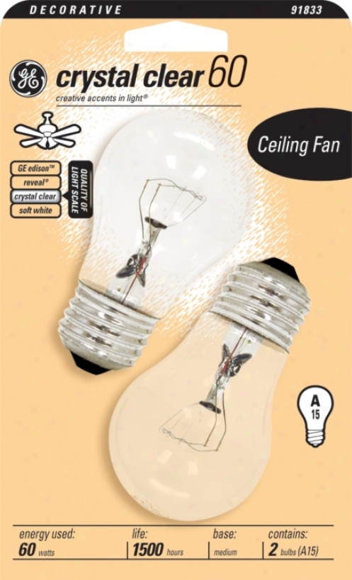 Ge 60 Watt Crystal Clear 2-pack Ceiling Fan Light Bulbs (91833)