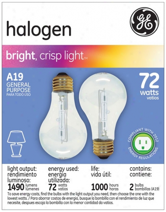 Ge 72 Watt 2-pack A-19 Clear Halogen Light Bulbs (r6368)