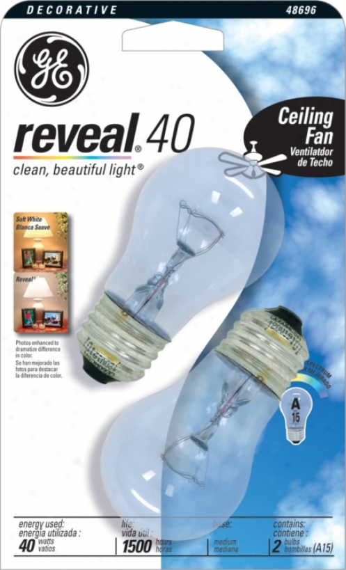 Ge Reveal Clear 40 Watt 2-pack Ceiling Fan Light Bulbs (29853)