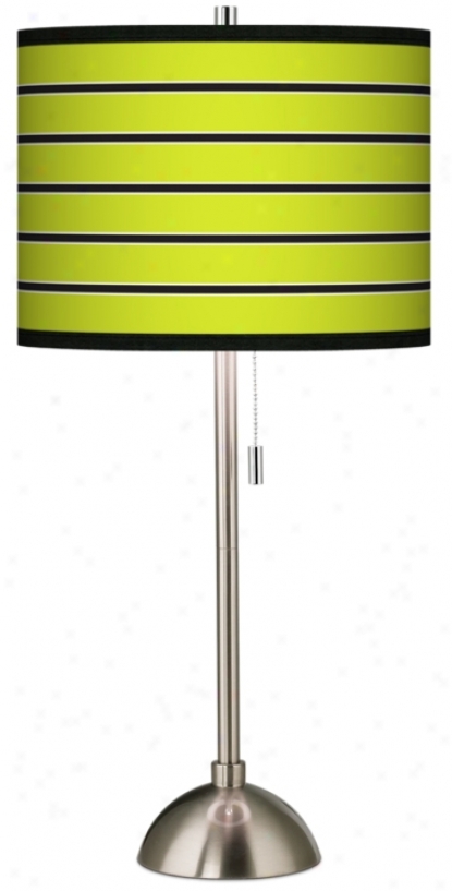 Giclee Impudent Lime Green Stripe Table Lamp (60757-23213)