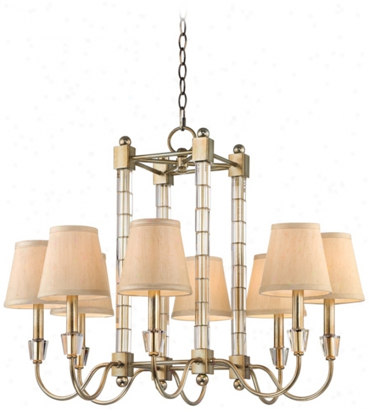 Glass Column 8-light 28" Wide Burnished Soft and clear  Chandelier (v7421)