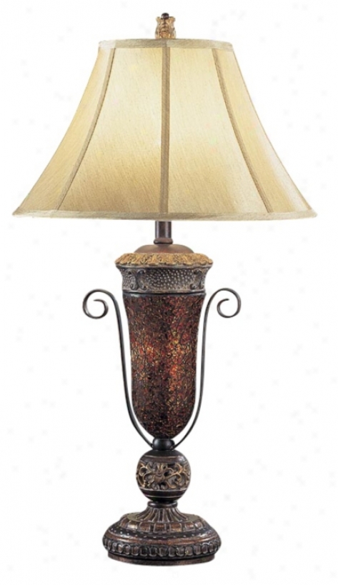 Glass Inlaid Champagne Shelter Table Lamp (h0954)