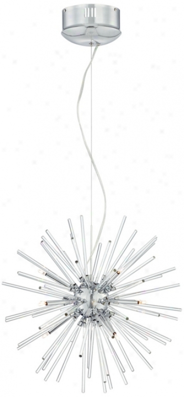 Glass Rods 19" Wide Chrome Pendant Light (v8536)