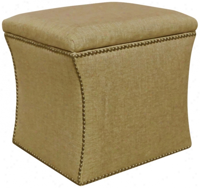 Glitz Filbert Nailhead Trim Upholstered Storage Ottoman (w3976)