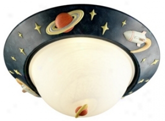 Glow-in-the-dark Rocket Ship 14" Wide Ceiling Light (9879)