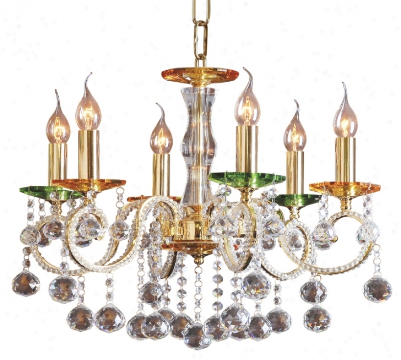 Golden Amber Bobeche Six Light Egyptian Crystal Chandelier (87207)