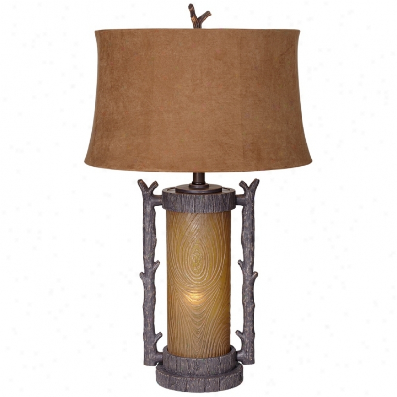 Golden Frontier Rustic Table Lamp With Night Light (v2236)