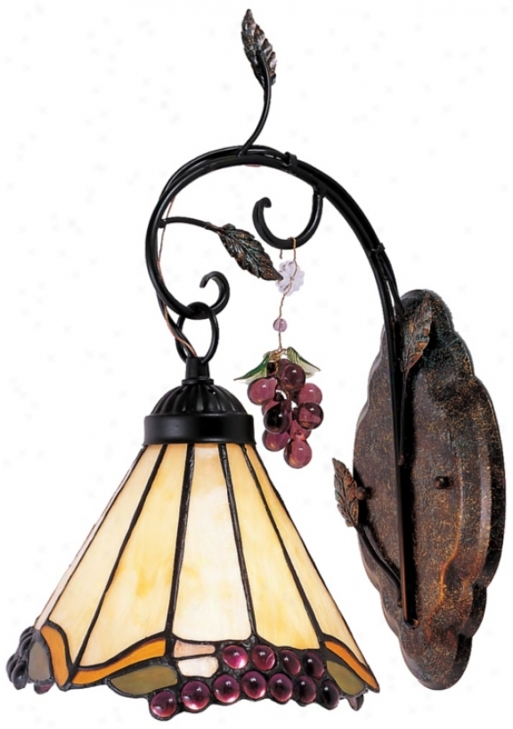 Grape Trellis Tiffany Glass 13" High Wall Sconce (k4124)