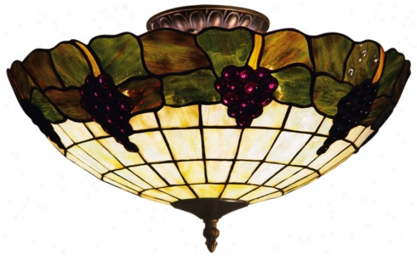 Grapevin Tiffany Gllass 16" Wide Ceiling Lighht Fixture (k4131)