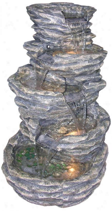 Gray Rock Cascade 39" High Lighted Fountain (j3503)