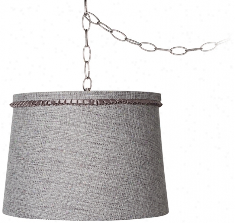 Gray Tweed 14" Wide Brushed Steel Swag Chandelier (w2813-u0959)