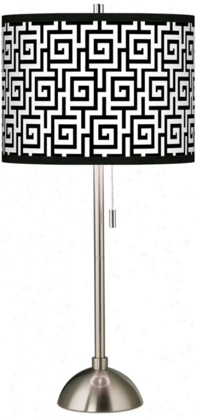 Greek Key Giclee Brushed Steel Tabld Lamp (60757-w3509)