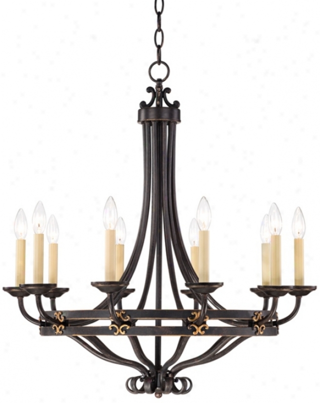 Greene Park 10-light 30" Wide Bronze Candelabra Chandelier (v7522)