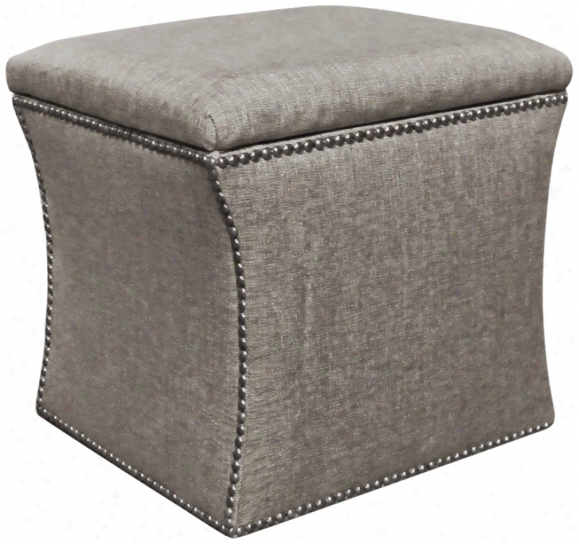 Groupie Pewter Nailhead Trim Upholstered Storage Ottoman (w3975)