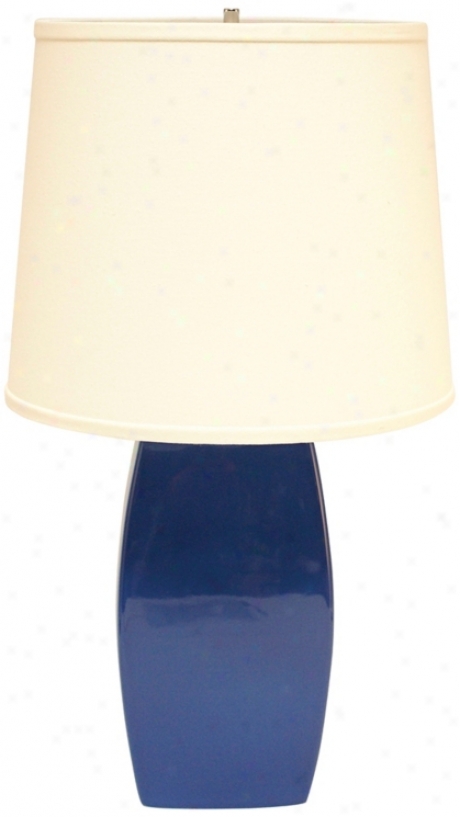 Haefer Potteries Blue Ceramiic Soft Rectangle Table Lamp (p1906)