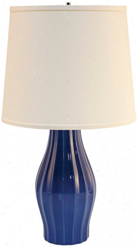 Haeger Potteries Blue Fluted Ceramlctable Lamp (p2035)