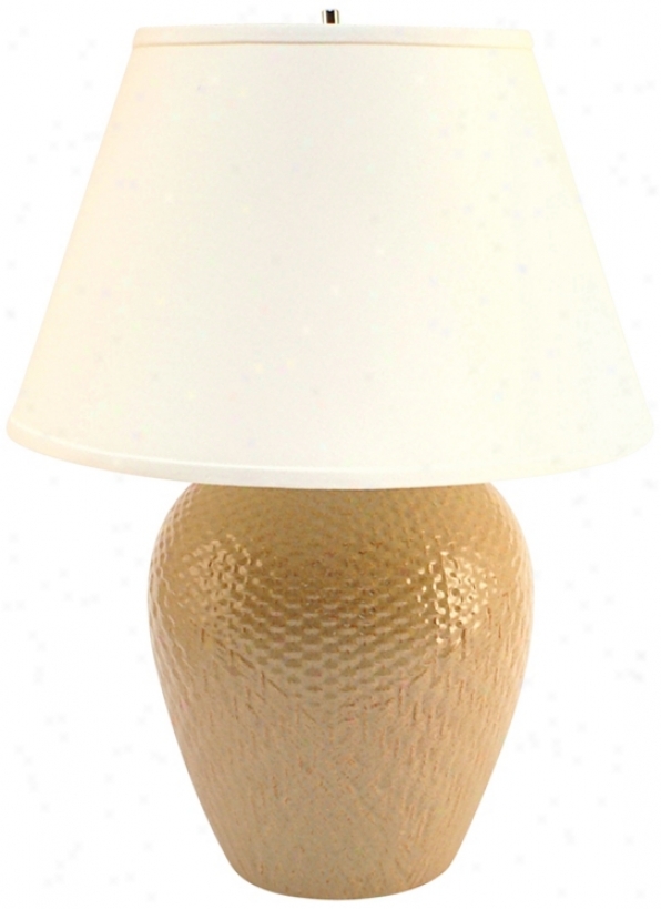 Haeger Potteries Butterscotch Ceramic Basket Table Lamp (p1809)