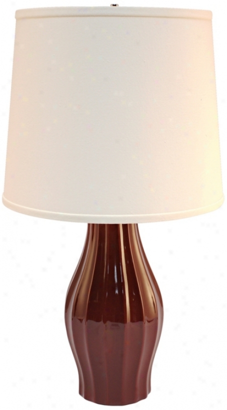 Haeger Potteries Cranberry Fluted Ceramic Table Lamp (p2031)