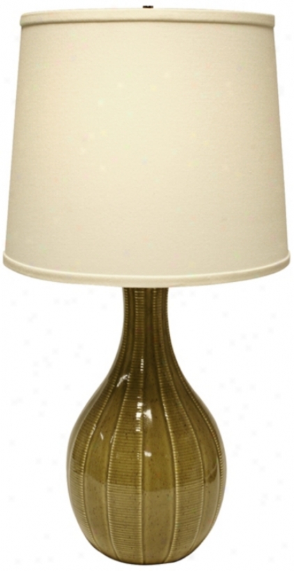 Haeger Potteries Sage Ceramic Tile Table Lamp (u4982)