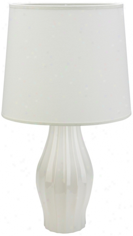 Haeger Potteries White Fluted  Ceramic Tabe Lamp (36702)