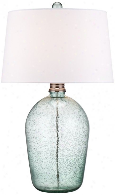 Hand-blown Teal Bubble Glass Table Lamp (w6759)