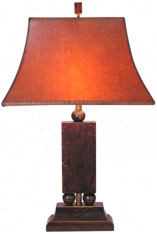 Hand-cut Jade Post Table Lamp (g7098)