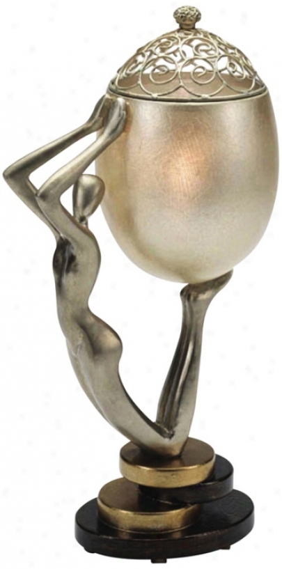 Hand-made Silver-gold Female Figure Accent Flat Lamp (t2576)