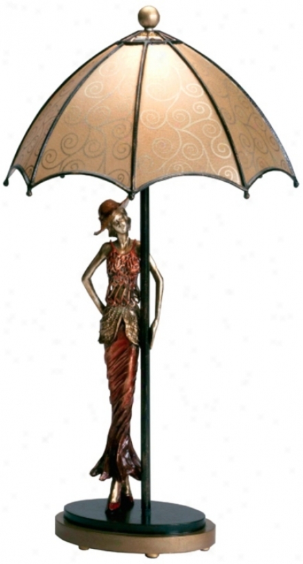 Hand-made Umbrella Lady Accent Table Lamp (t2552)