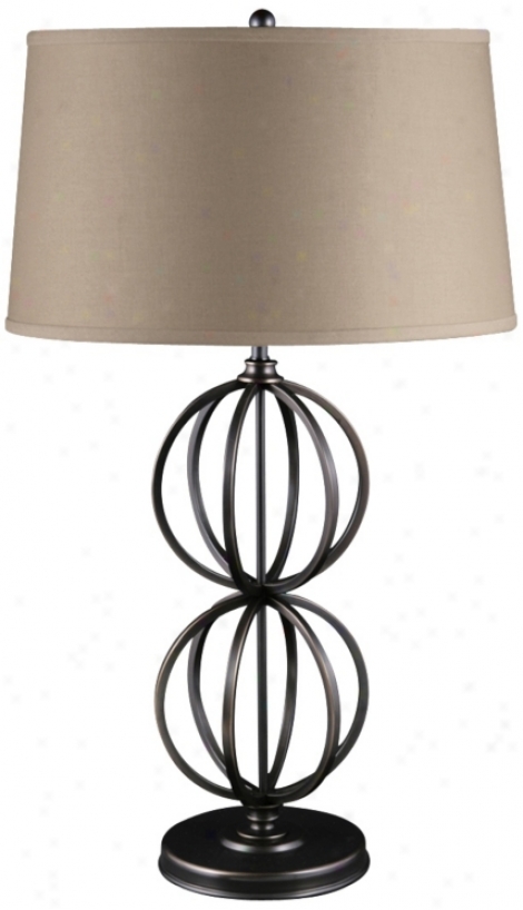 Hayley Mission Btonze Stacked Globes Flat Lamp (u9247)