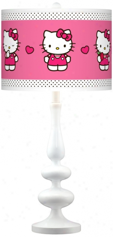 Hello Kitty Pink And Polka Dots Paley White Table Lamp (n5729-y5107)