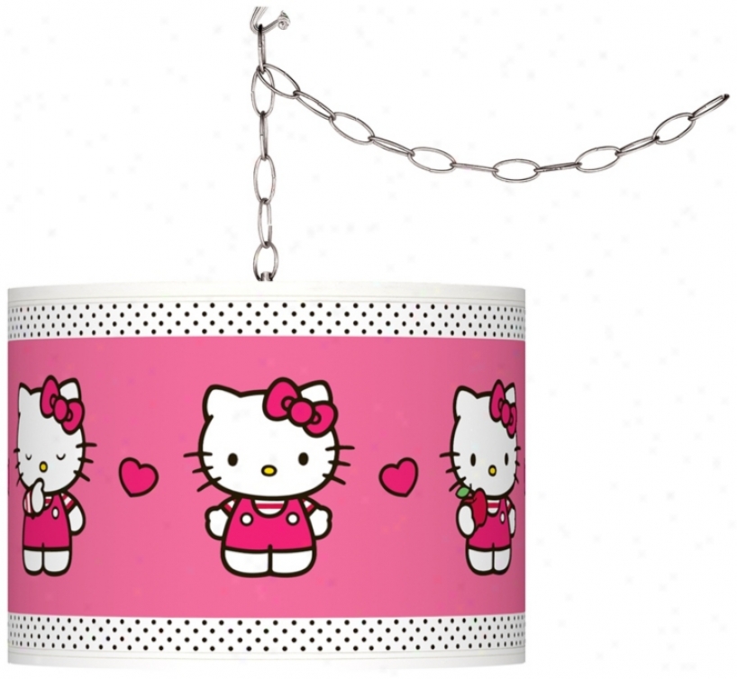 Hello Kitty Pink Polka Dots 13 1/2"w Plug-in Swag Pendant (x6786-y5330)