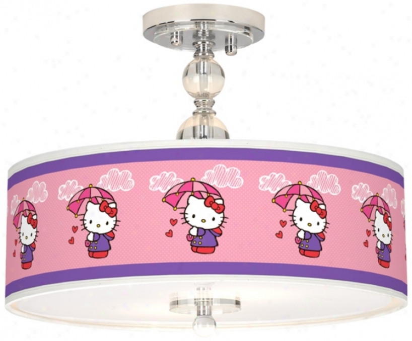 Hello Kitty Rain Or Shine 16" Wide Chrome Ceiling Light (n7956-y5126)