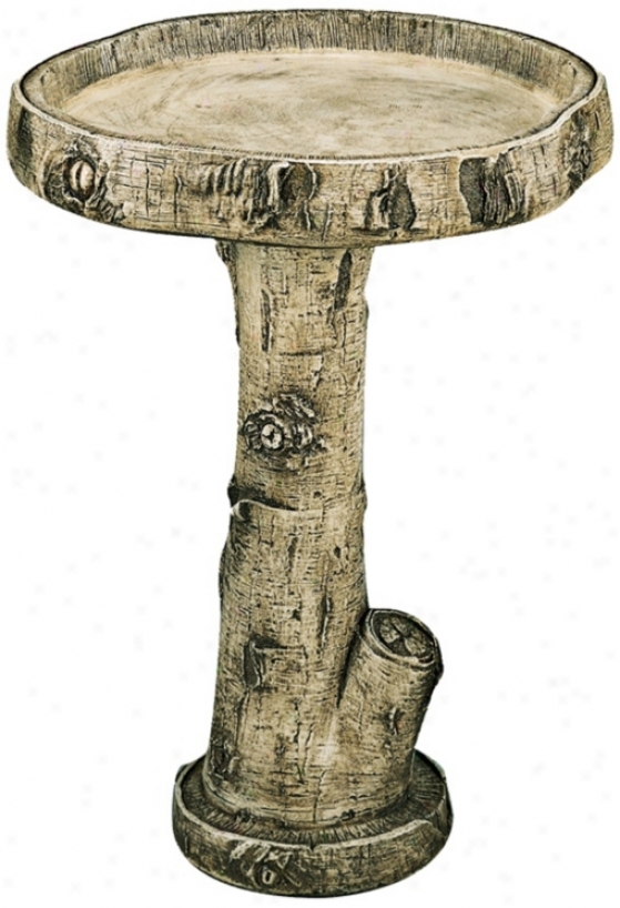 Henri Studios Birch-look Cast Stone Bird Bath. (22541)