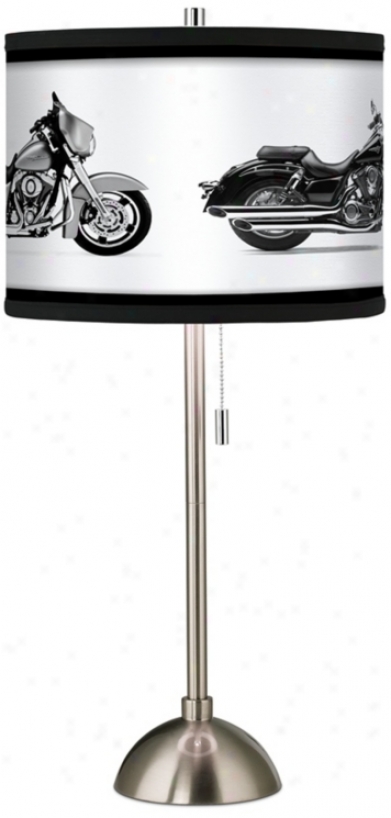 Hit The Road Custom Giclee Brushed Steel Table Lamp (60757-h6355)