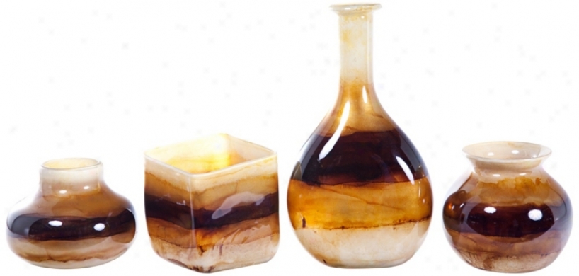 Horizon Four Piece Hand-blown Glass Decor Set (w7410)