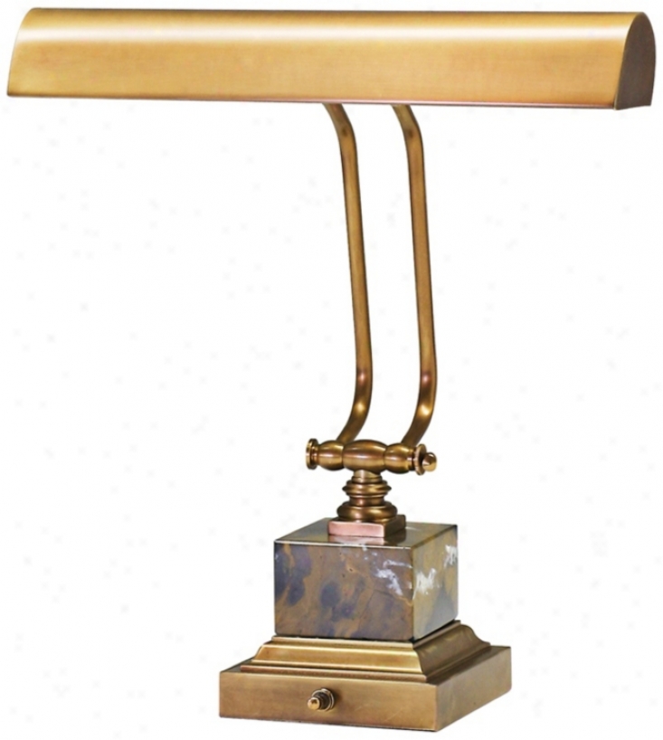 House Of Troy 12&#8221; High Weathered Brass And Marble Piano Lamp (r3422)